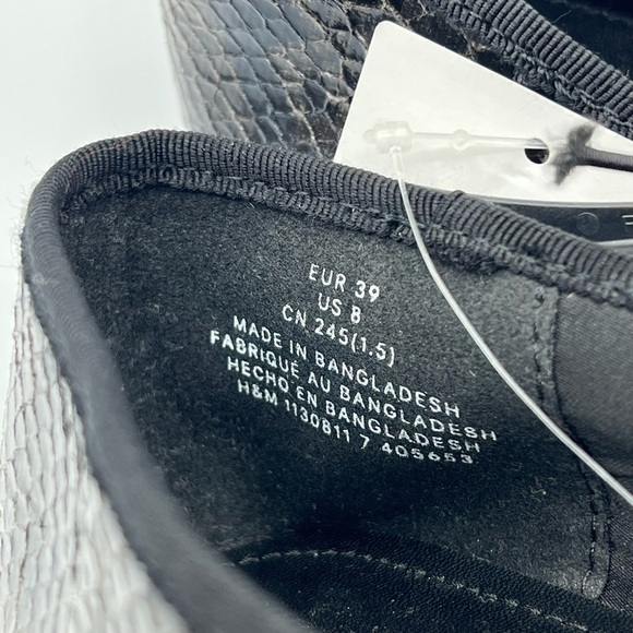 H&M Sz 39/US 8 White Black Faux Snakeskin Ballet Flats NWT - Picture 5 of 11